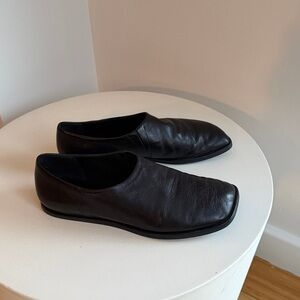 Zara square toe leather loafers flats